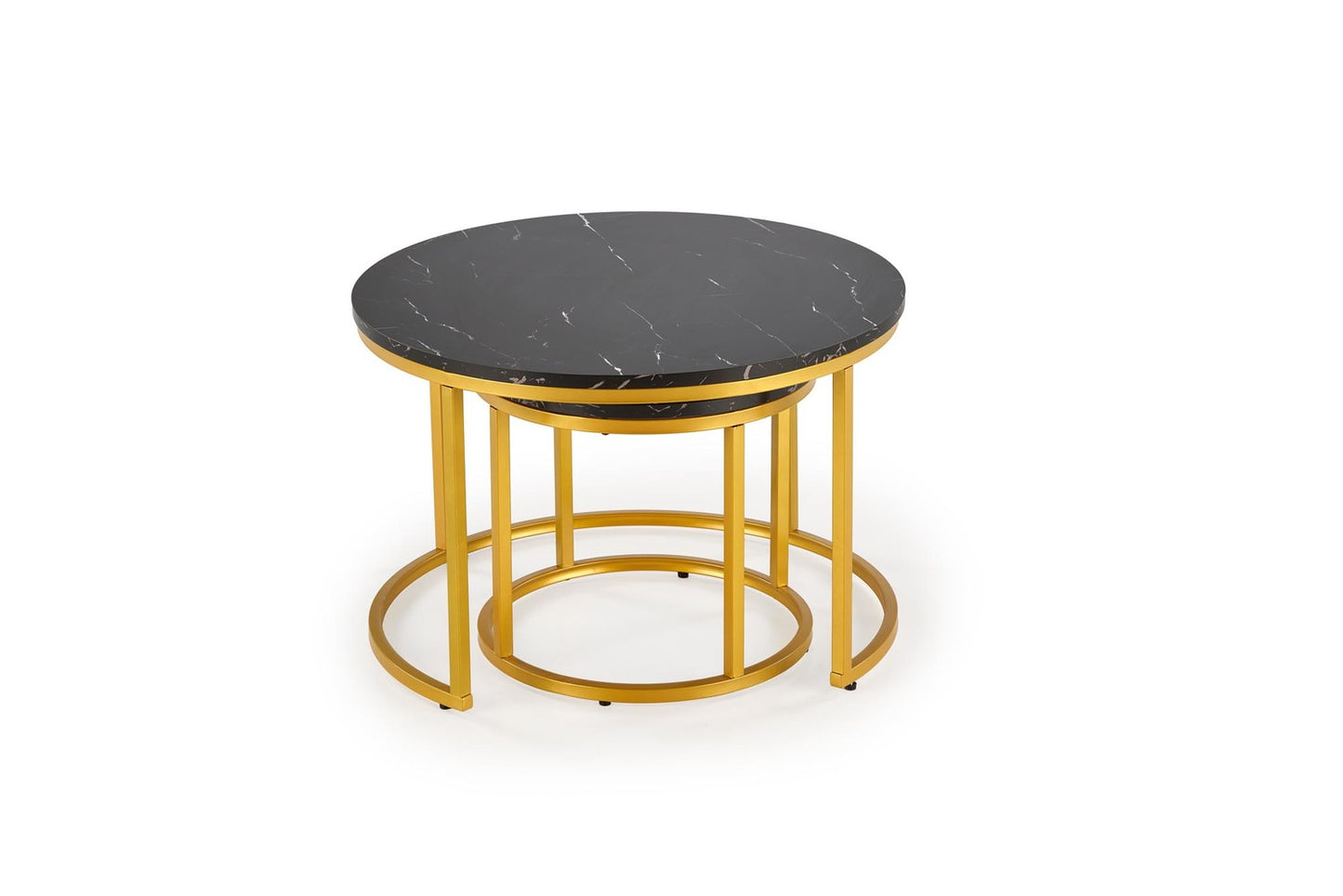 Kafijas galds Pao 60/40 un 38/34 cm melns marmors/zelts - N1 Home