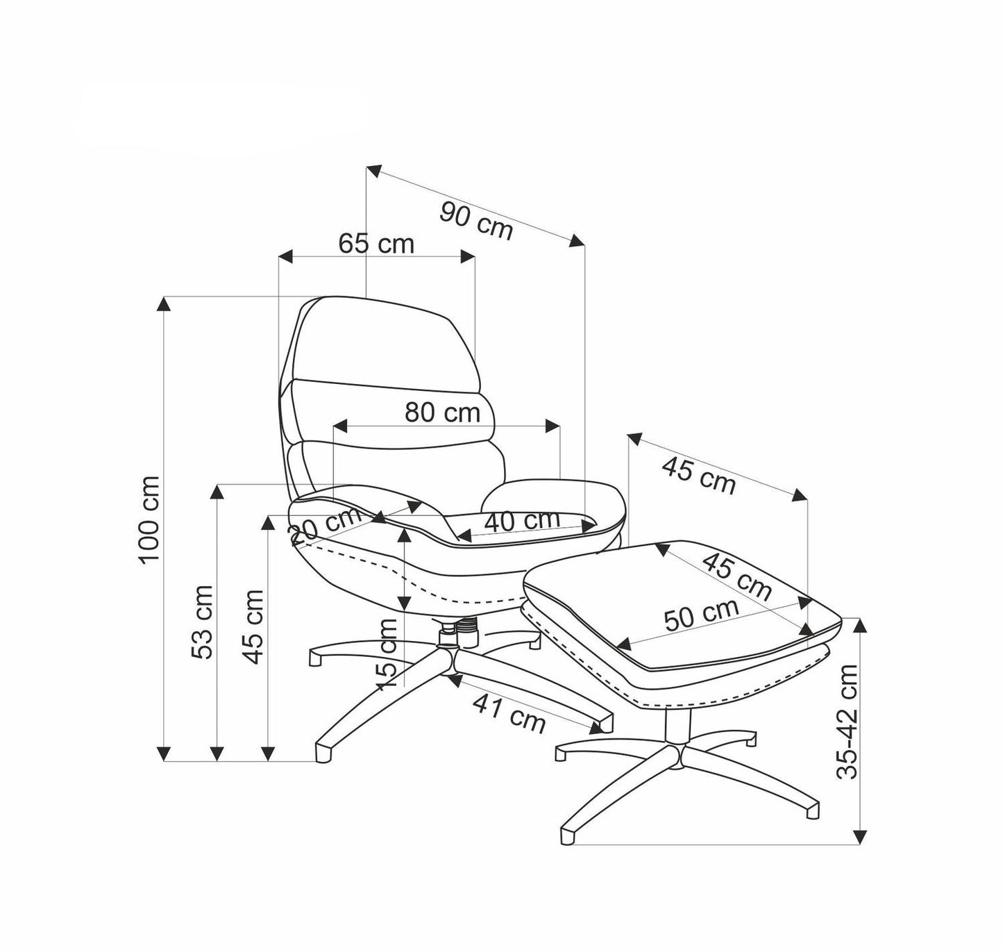 Atzveltnes krēsls Napa 80/90/100/45 cm bēšs - N1 Home