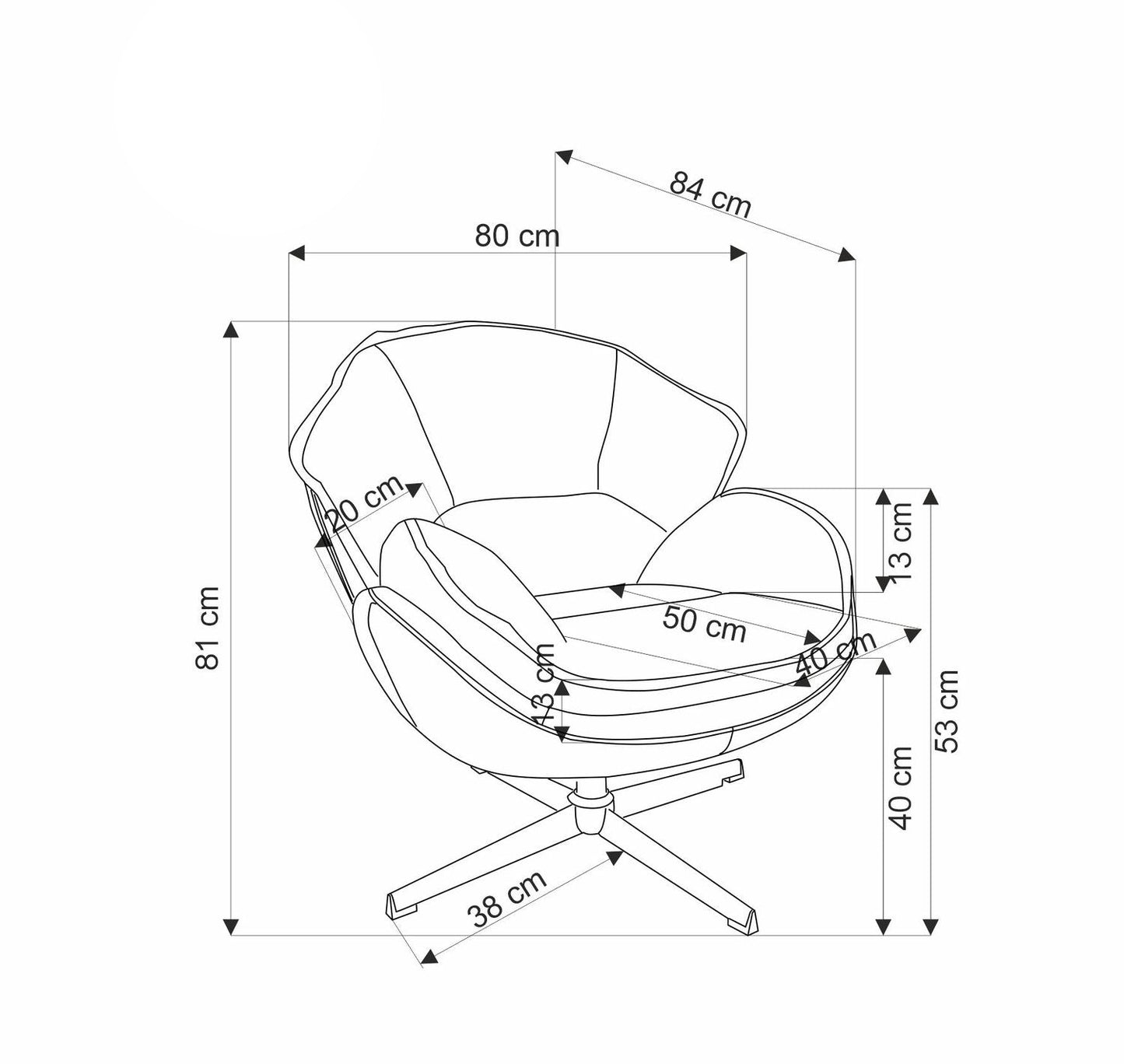 Krēsls Gius 80/84/81 cm pelēks - N1 Home