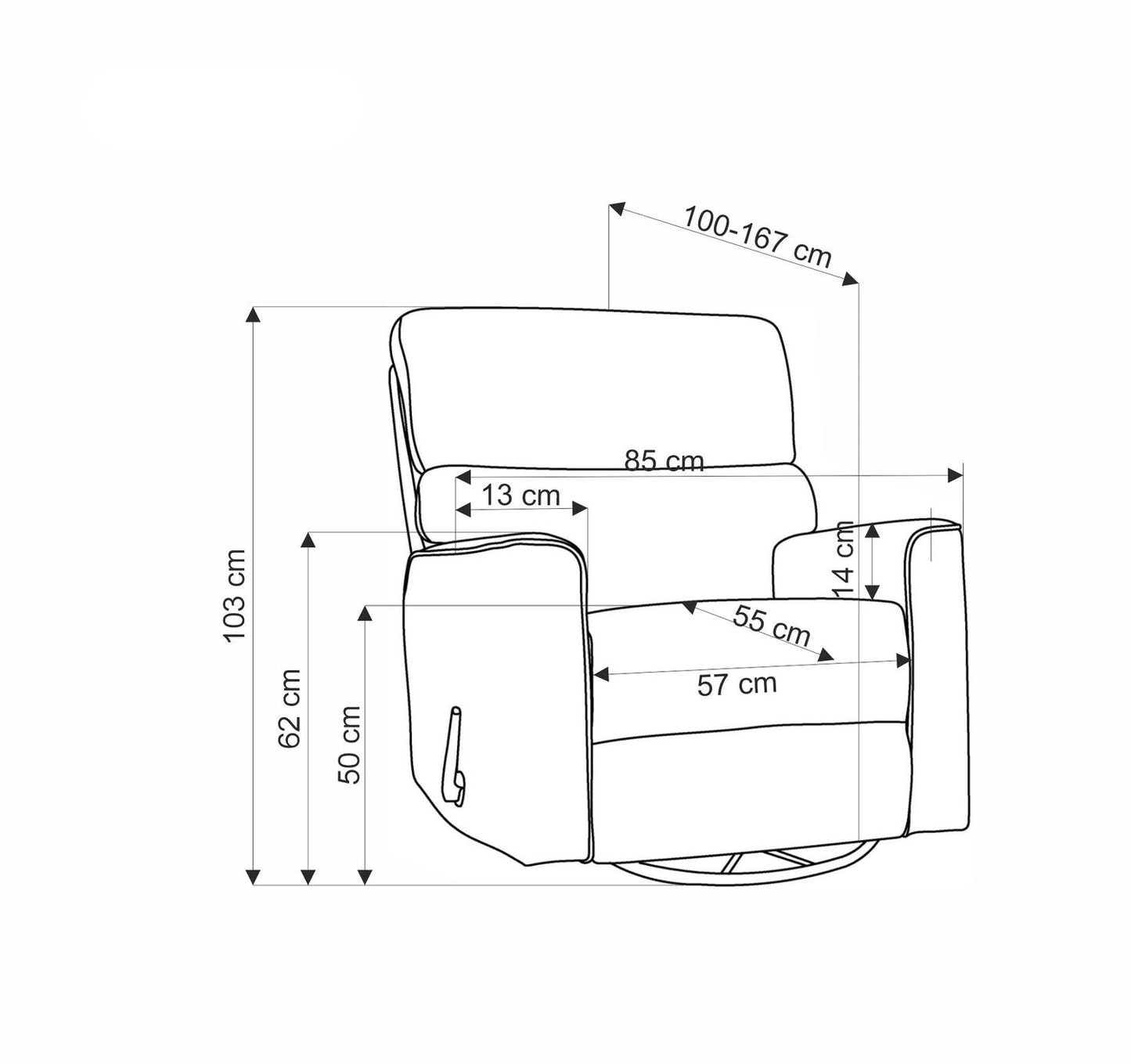 Krēsls Karita 85/100–167/103/50 cm pelēks