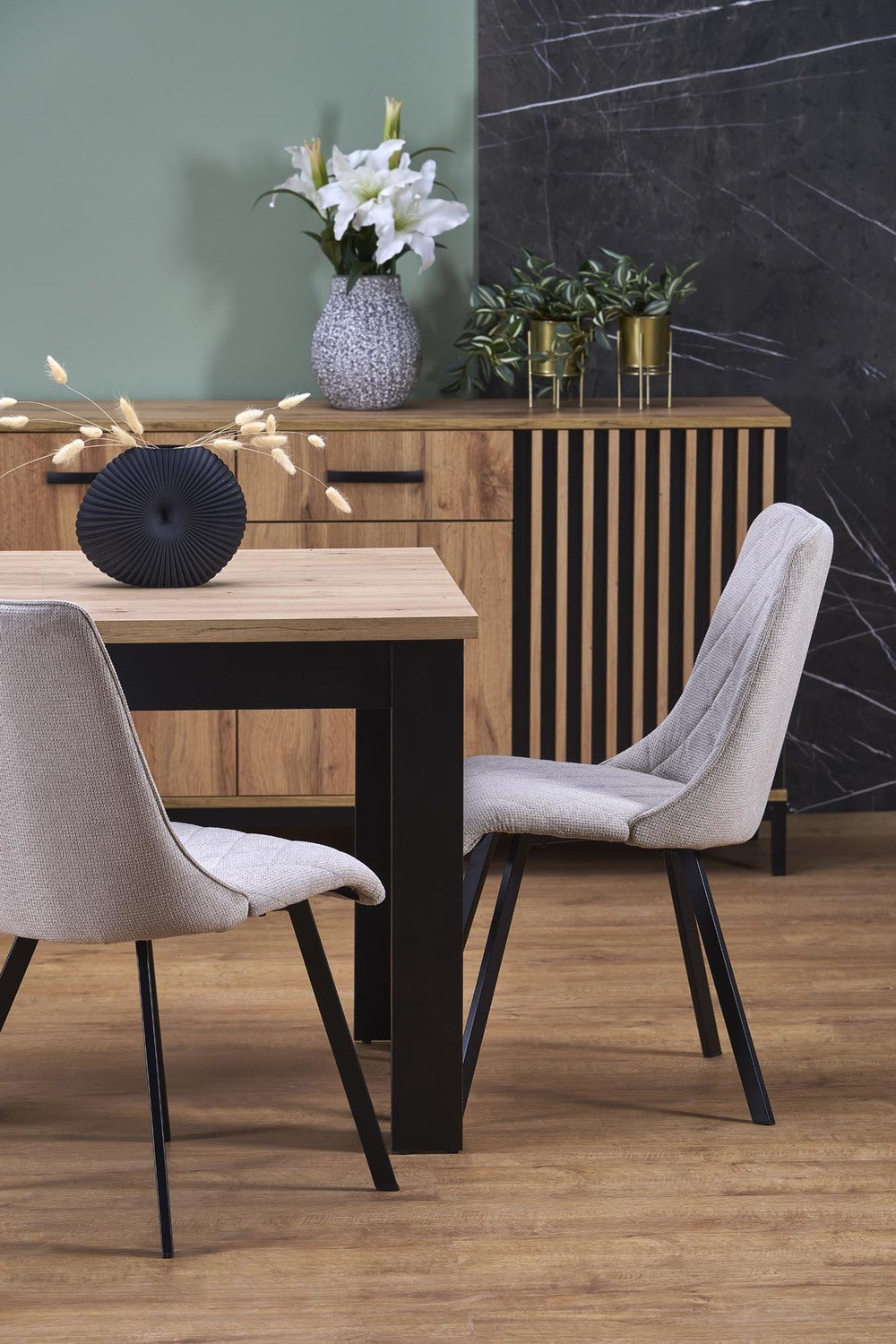 Galds Bagi 120-160/80/77/95 cm amatnieks ozols/melns - N1 Home