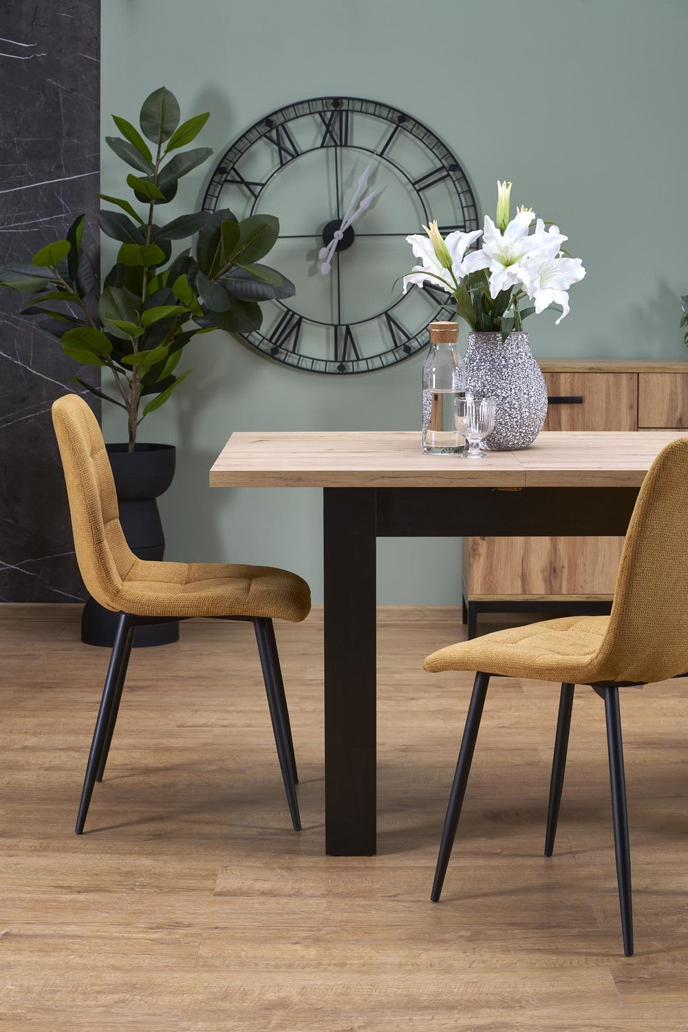 Galds Bagi 120-160/80/77/95 cm amatnieks ozols/melns - N1 Home