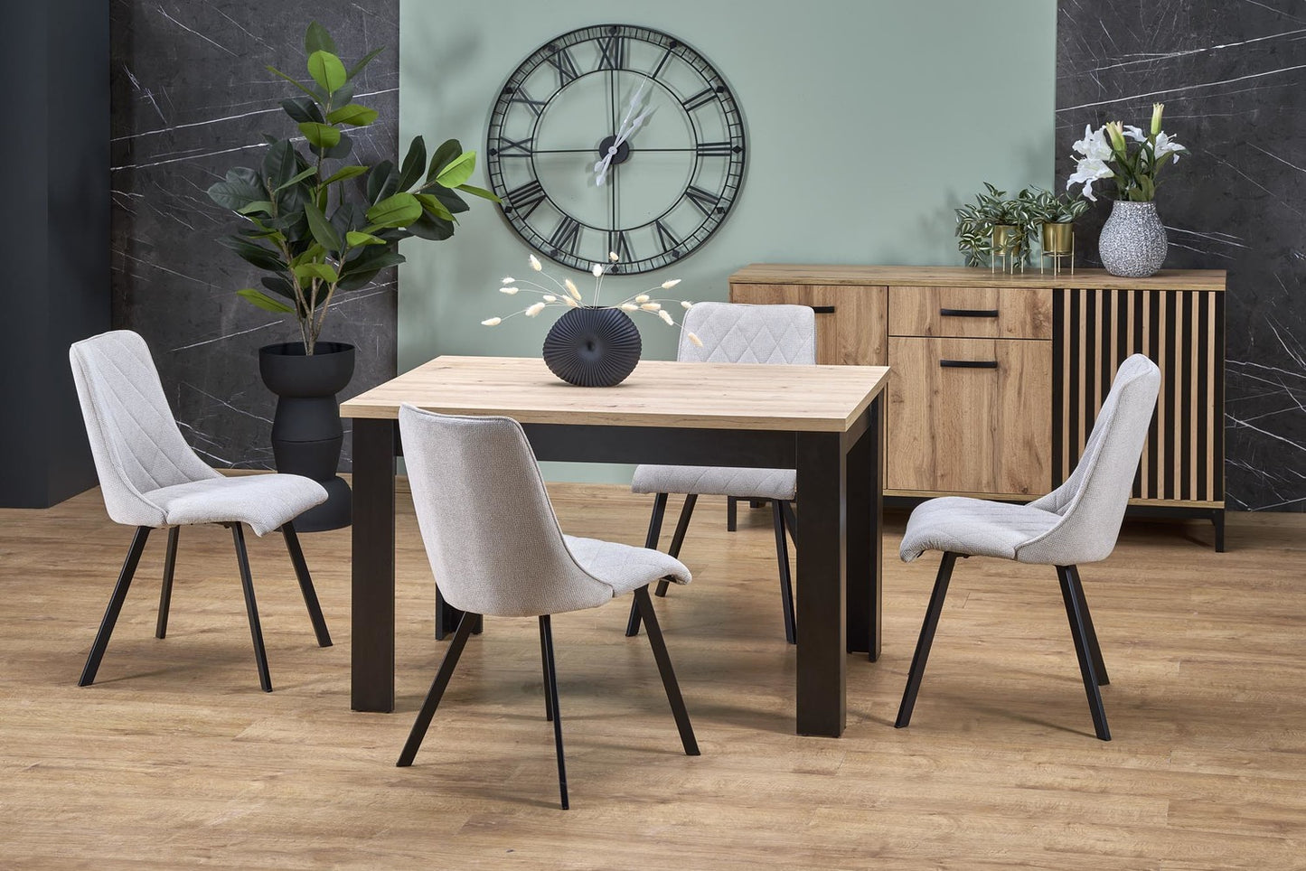 Galds Bagi 120-160/80/77/95 cm amatnieks ozols/melns - N1 Home