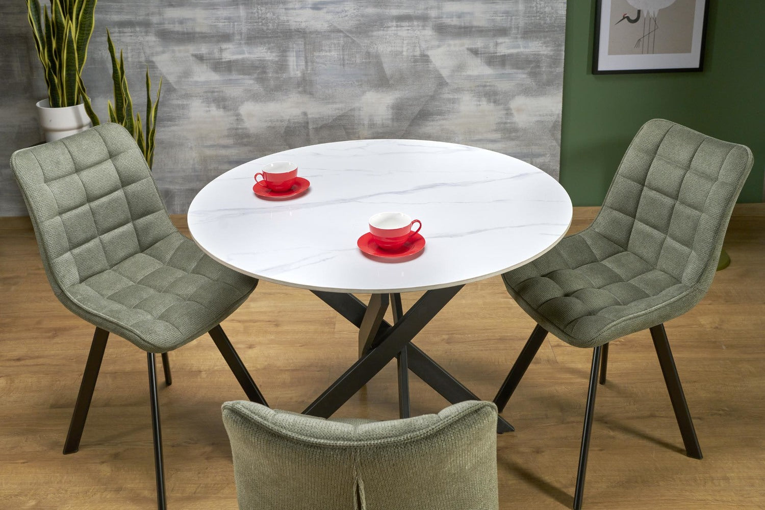 Galds Ed 100/76/55 cm balts marmors/melns - N1 Home