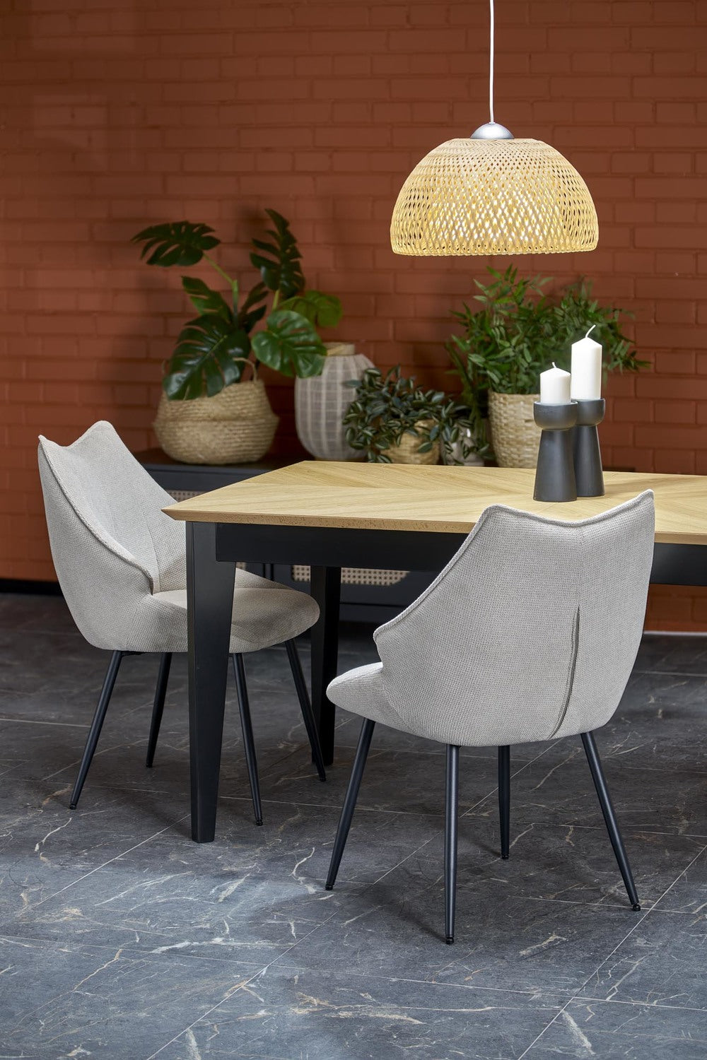 Galds Edmun 160-240/90/75/140 cm dabīgs/melns - N1 Home