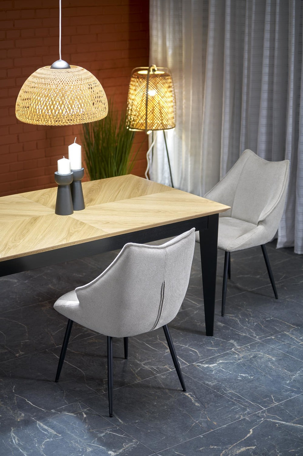 Galds Edmun 160-240/90/75/140 cm dabīgs/melns - N1 Home