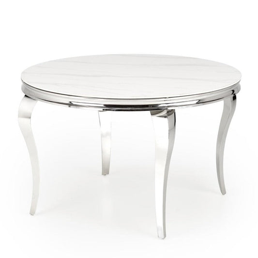 Galds Roy 120/76/77 cm balts marmirs/sudraba - N1 Home