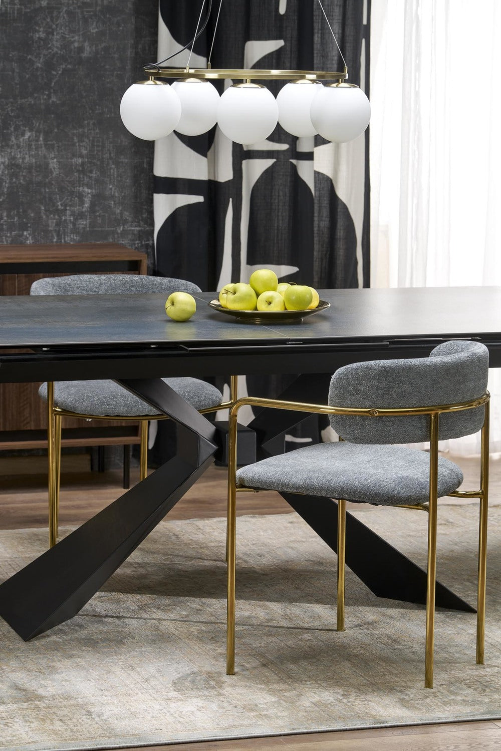 Galds Luciar 180/90/76 cm zils marmors/melns - N1 Home