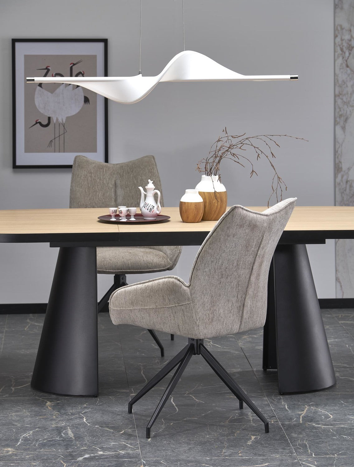 Galds Gia 180-240/100/76/78 cm melns/dabīgs - N1 Home