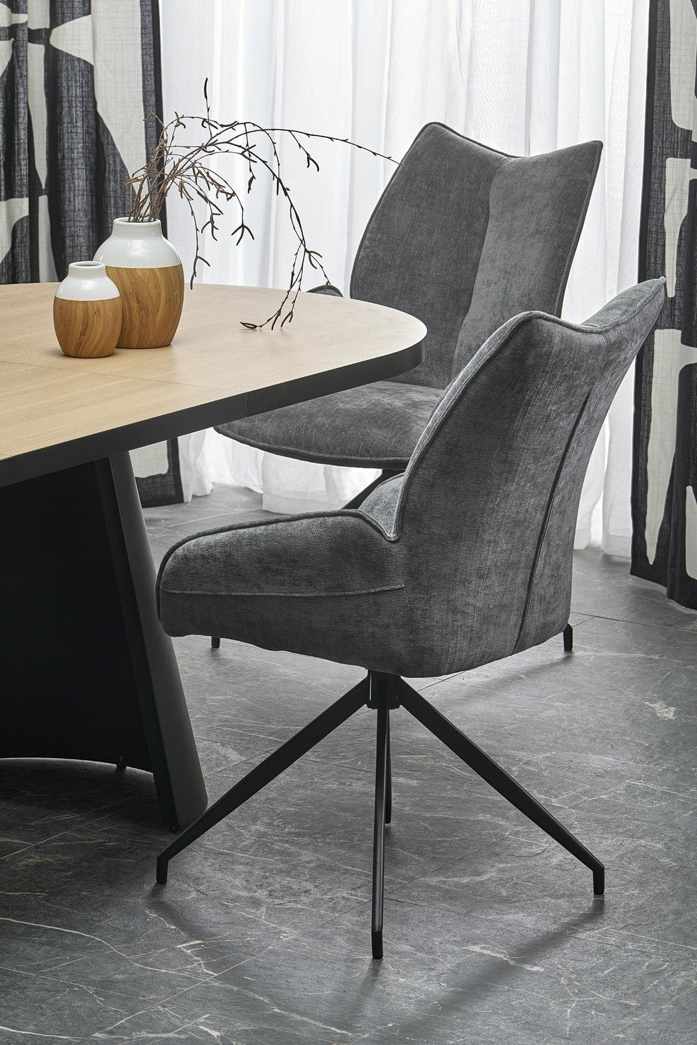 Galds Gia 180-240/100/76/78 cm melns/dabīgs - N1 Home