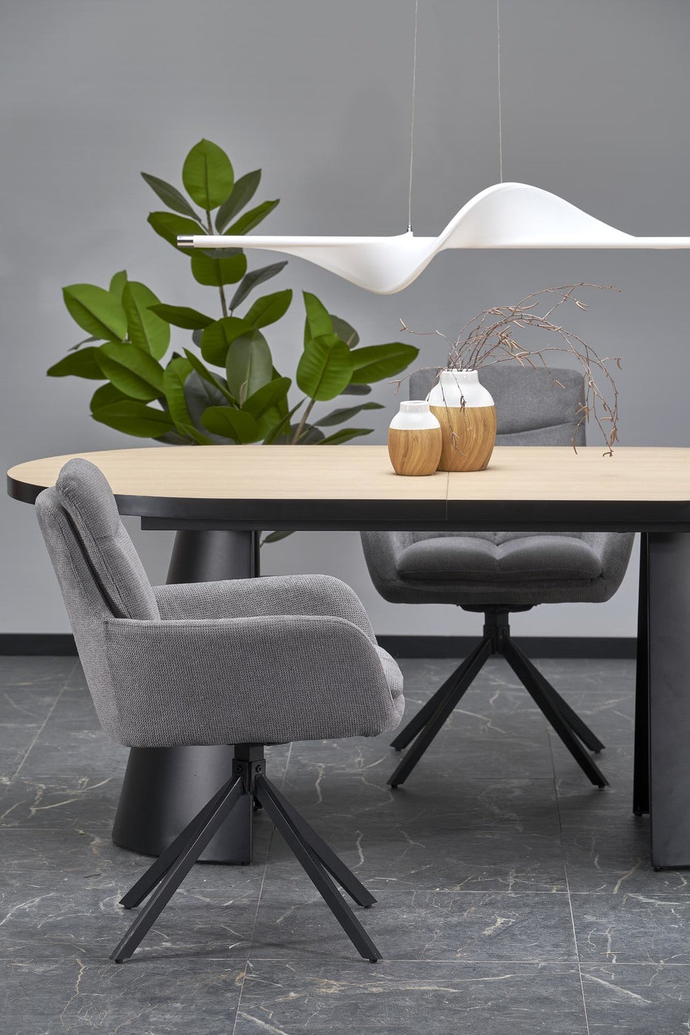 Galds Gia 180-240/100/76/78 cm melns/dabīgs - N1 Home