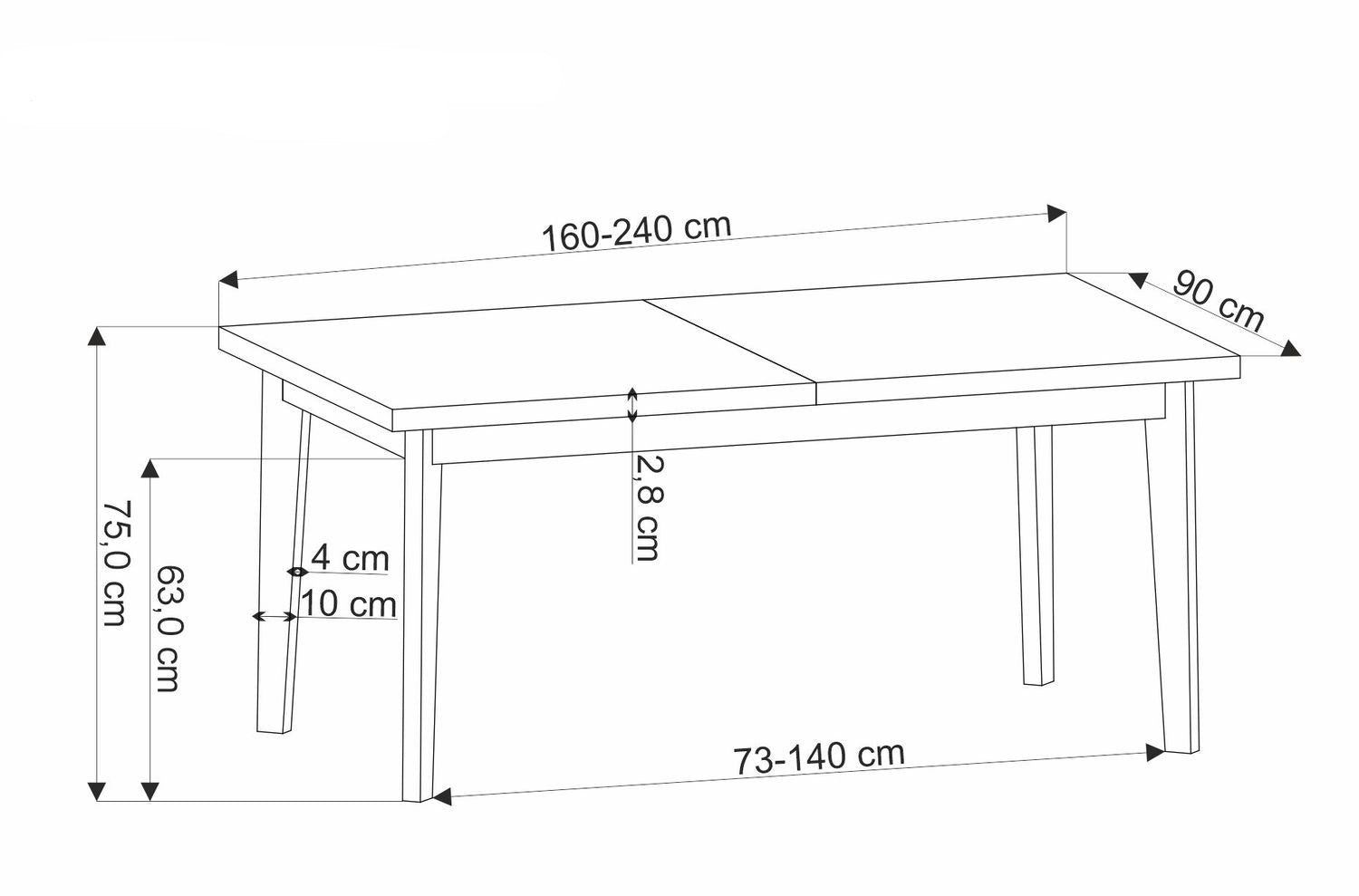 Galds Edmun 160-240/90/75/140 cm dabīgs - N1 Home