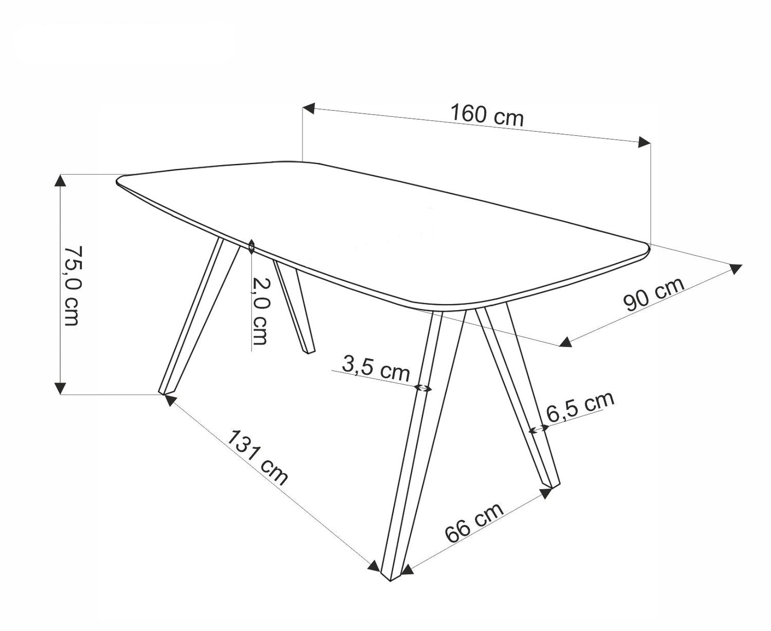 Galds Migo 160/90/75/131 cm - N1 Home