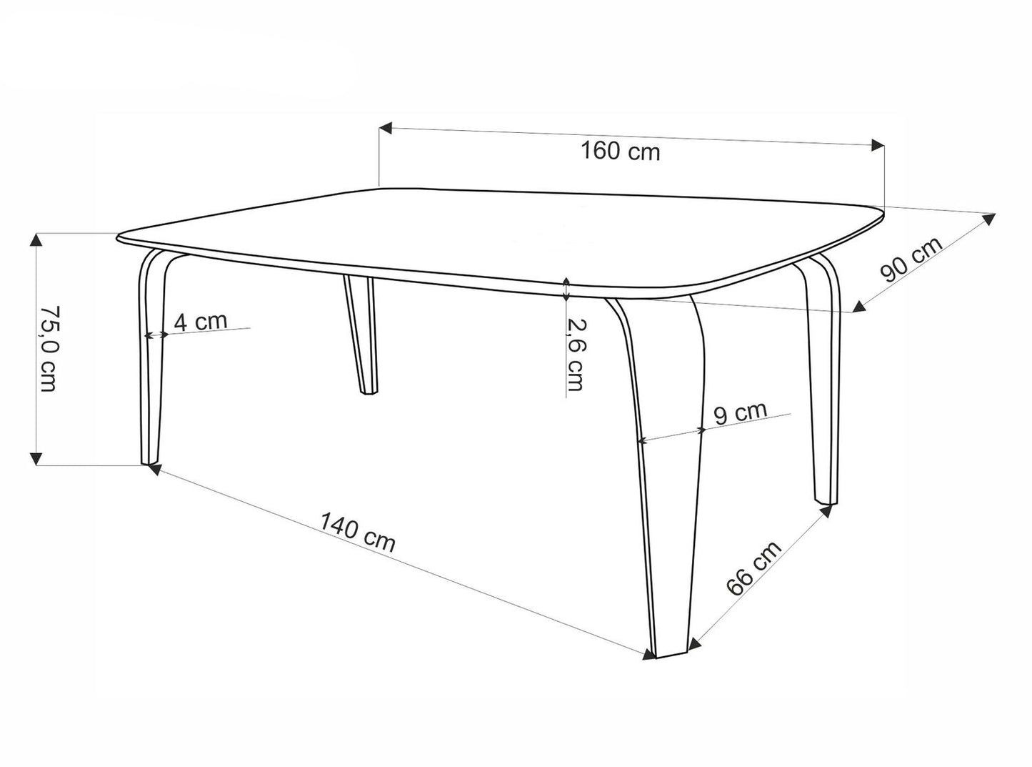 Galds Pero 160/90/75/140 cm - N1 Home
