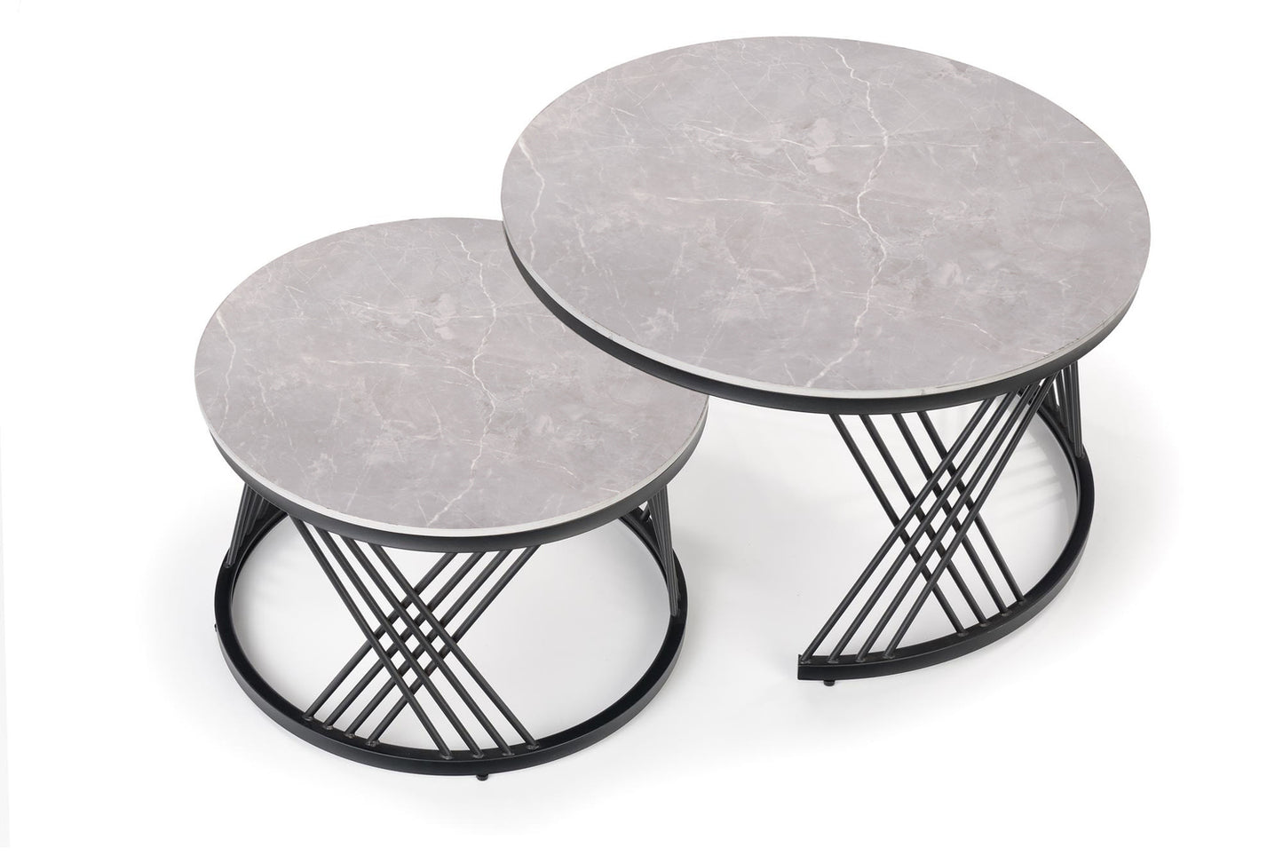 Kafijas galdiņš Flam 60/40; 80/46 cm pelēks marmors - N1 Home