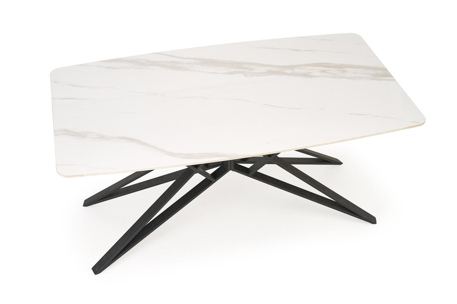 Galds Alfin 160/91/76 cm balts marmors/melns - N1 Home