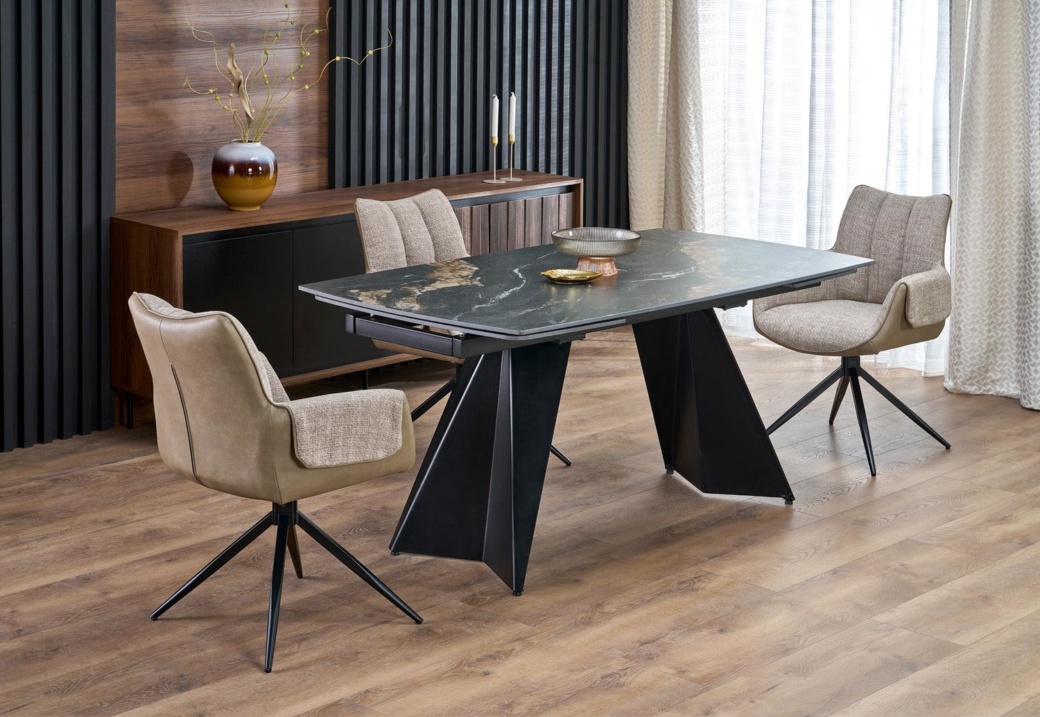 Galds Armini 165/90/77 cm marmors/melns - N1 Home