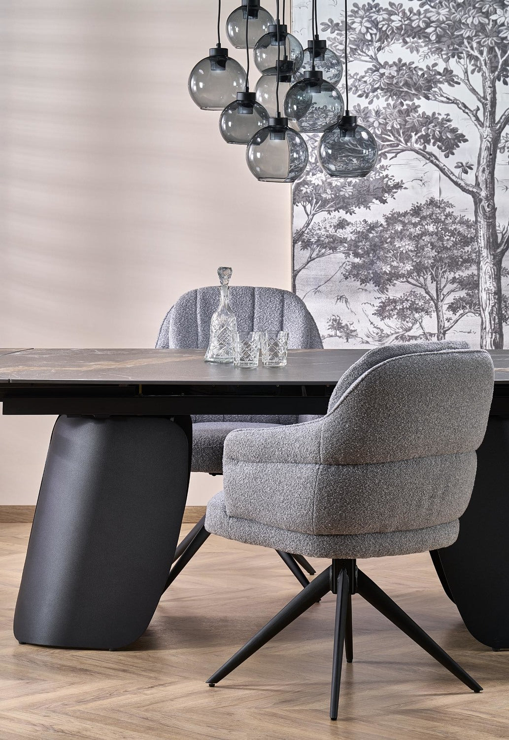 Galds Forus 180/90/76 cm melns marmors/melns - N1 Home