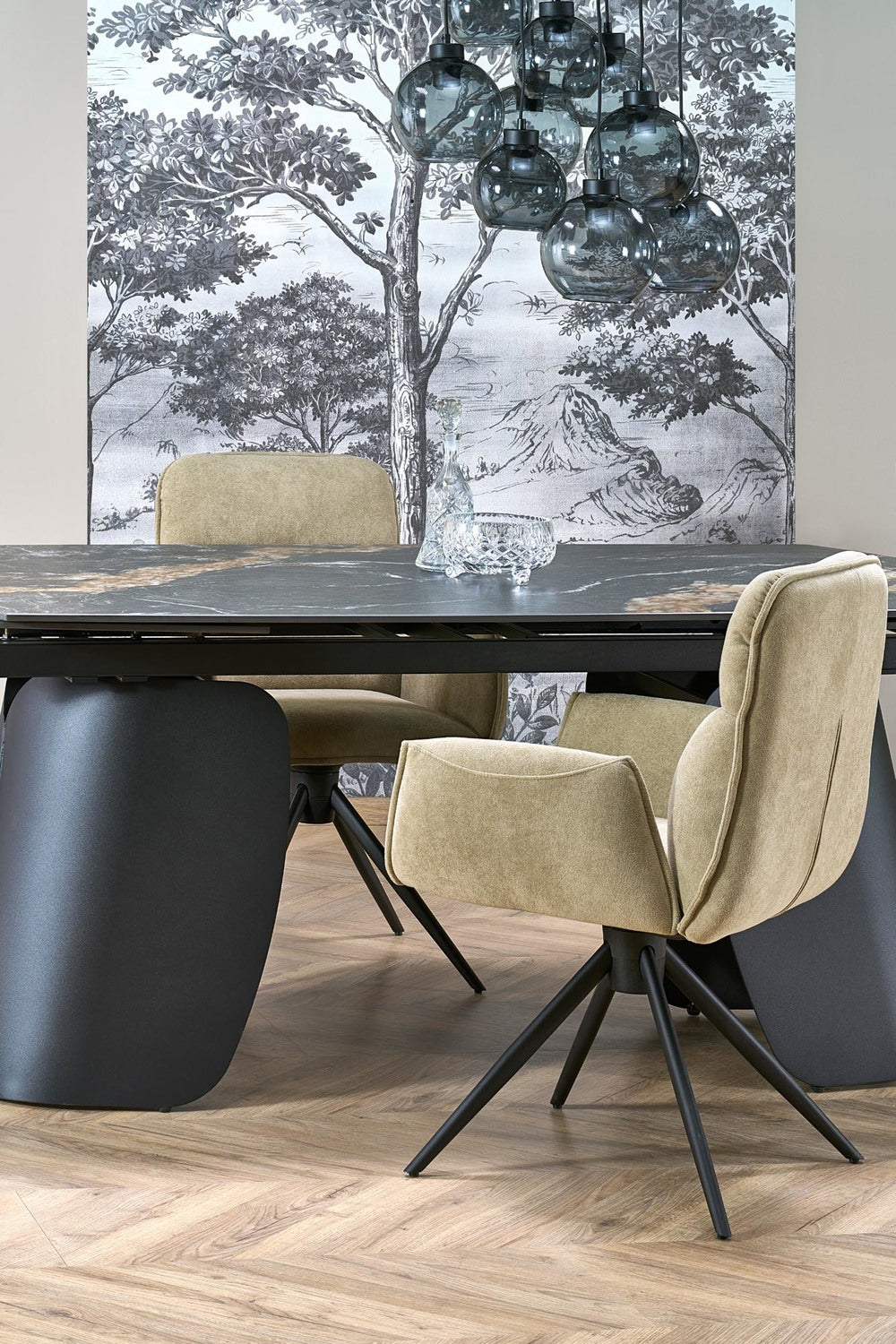 Galds Forus 180/90/76 cm melns marmors/melns - N1 Home