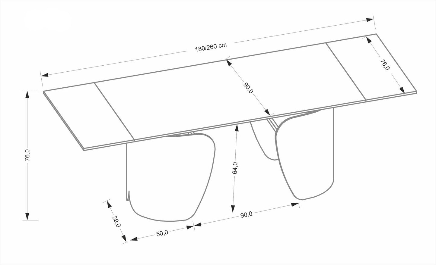Galds Forus 180/90/76 cm melns marmors/melns - N1 Home