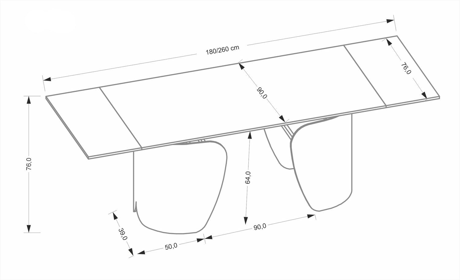 Galds Forus 180/90/76 cm melns marmors/melns - N1 Home