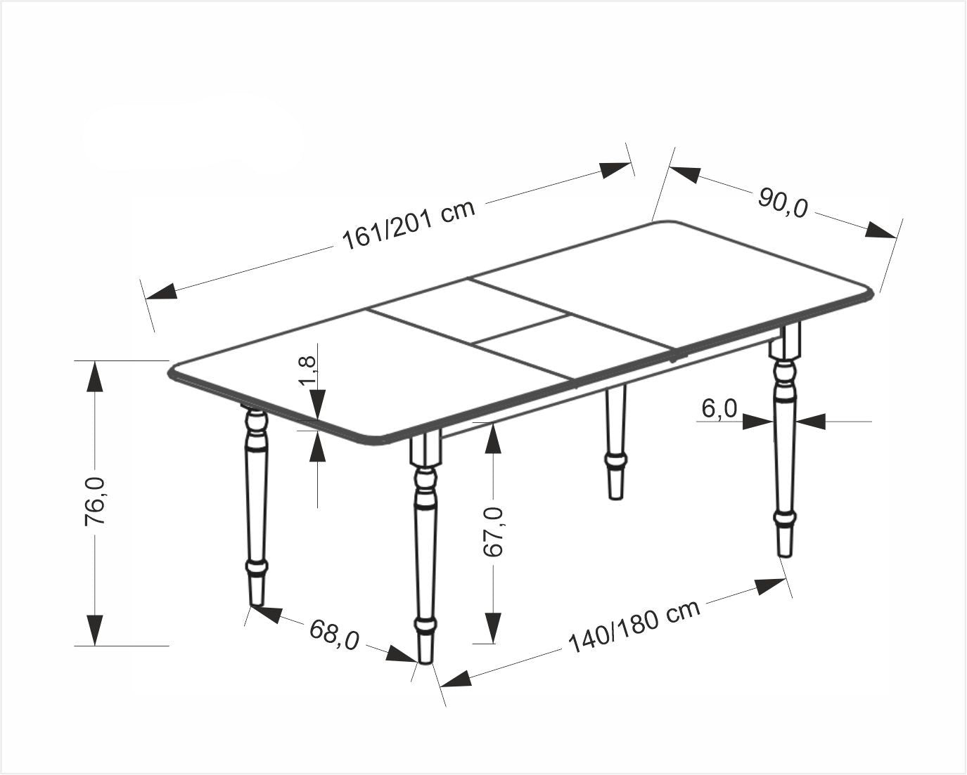Galds Nelsi 160/90/76 cm balts - N1 Home