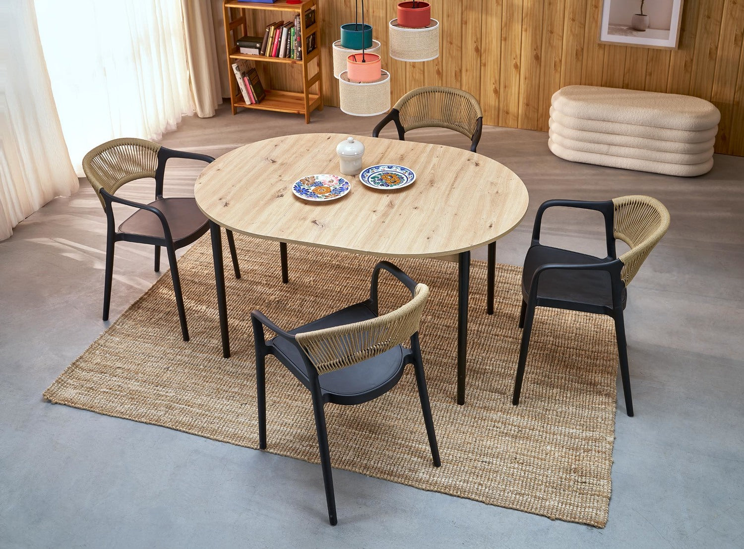 Galds Pivols 102/102/75 cm amatnieciskais ozols/melns - N1 Home