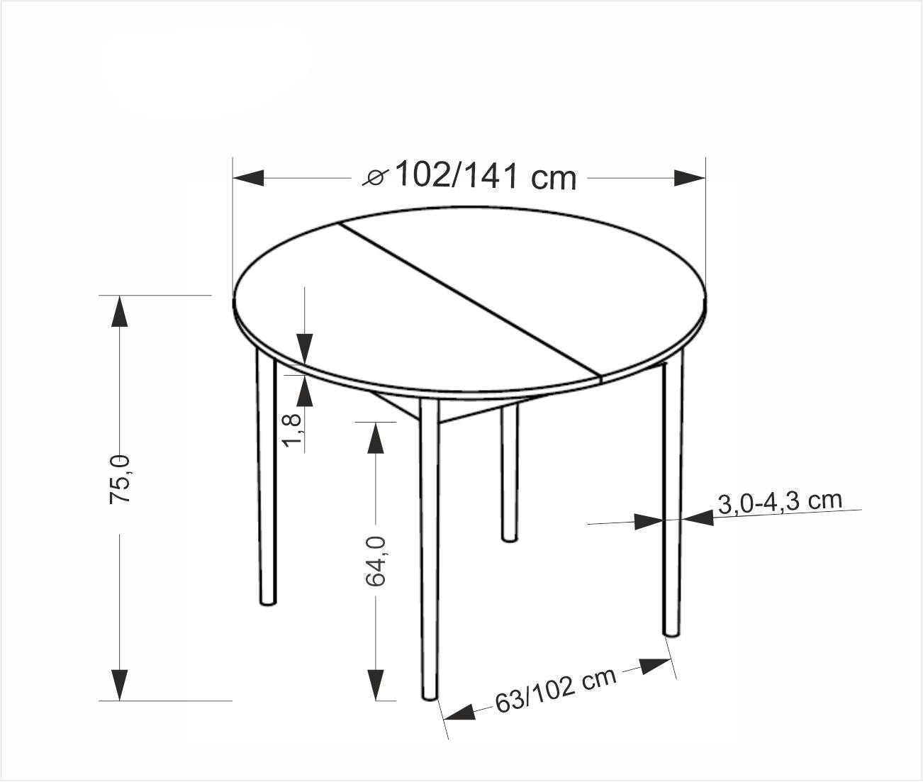 Galds Pivols 102/102/75 cm amatnieciskais ozols/melns - N1 Home
