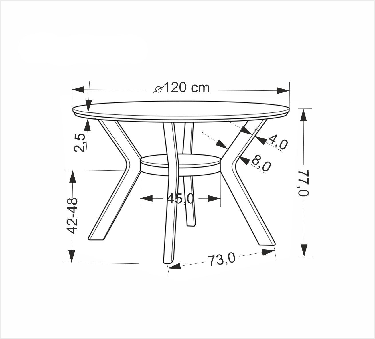 Galds Rupi 120/77 cm valrieksts - N1 Home