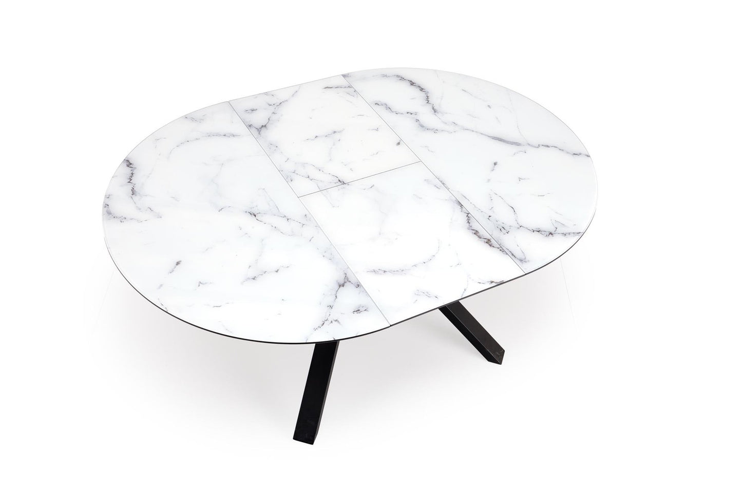 Galds Verti 130/130/76 cm balts marmors/melns - N1 Home