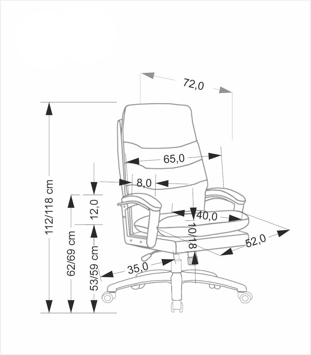 Krēsls Harbi 65/72/112-118/53-59 cm bēšs