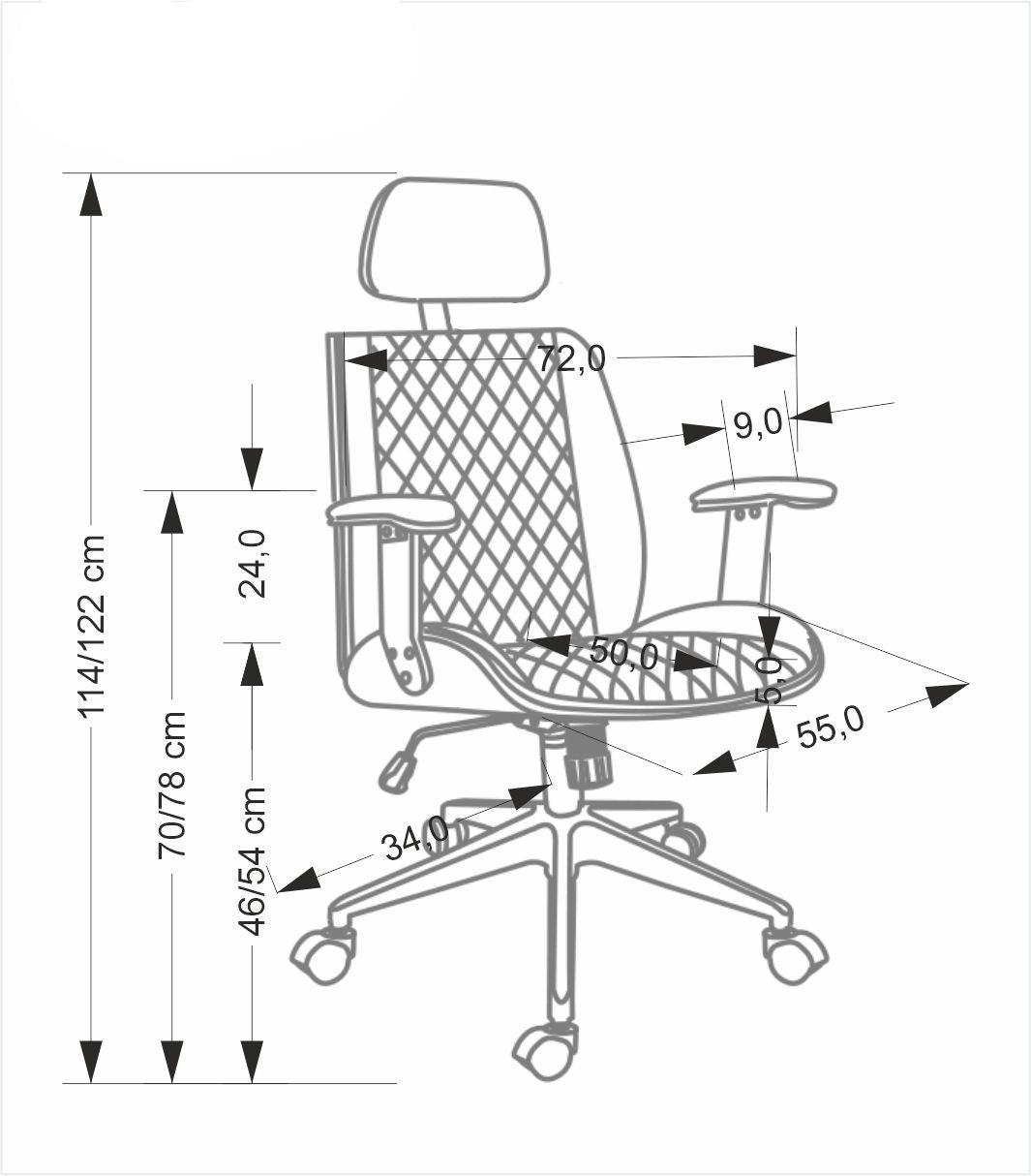 Krēsls Timba 72/68/114-122/46-54 cm valrieksts/melns