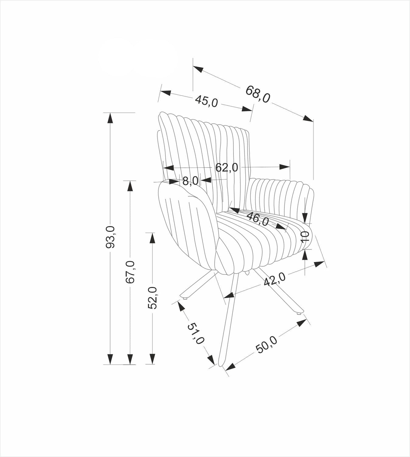 Krēsls Lido 62/68/93/52 cm krēms - N1 Home