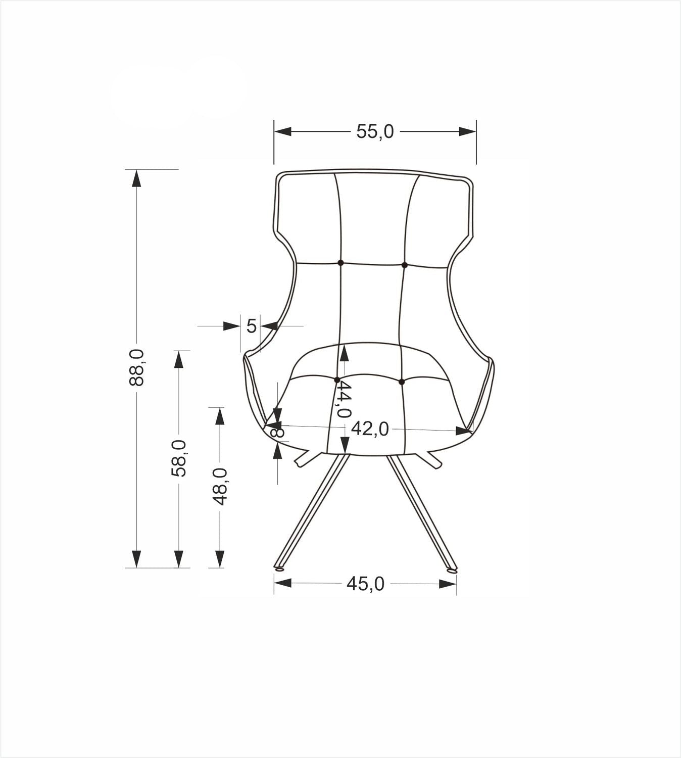 Krēsls Orkas 55/64/88/48 cm pelēks - N1 Home
