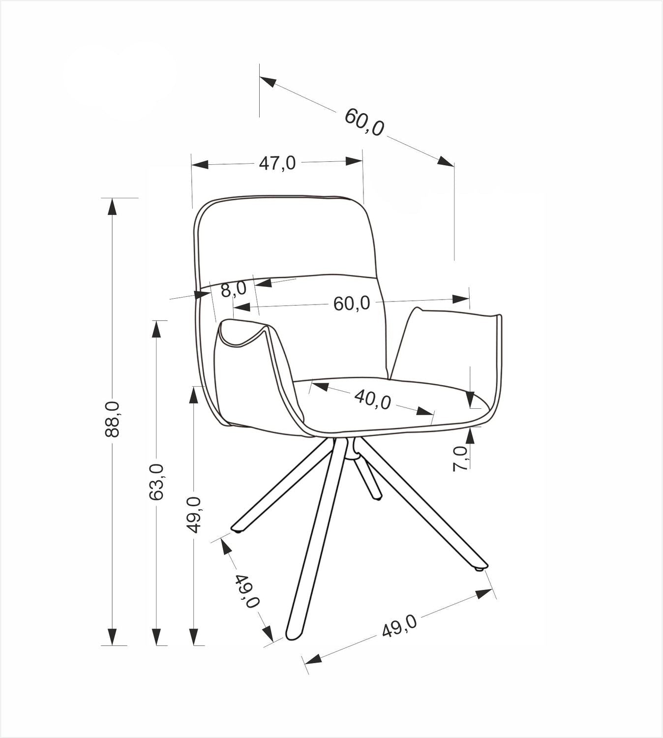 Krēsls Kohto 60/60/88/49 cm tumši bēšs - N1 Home