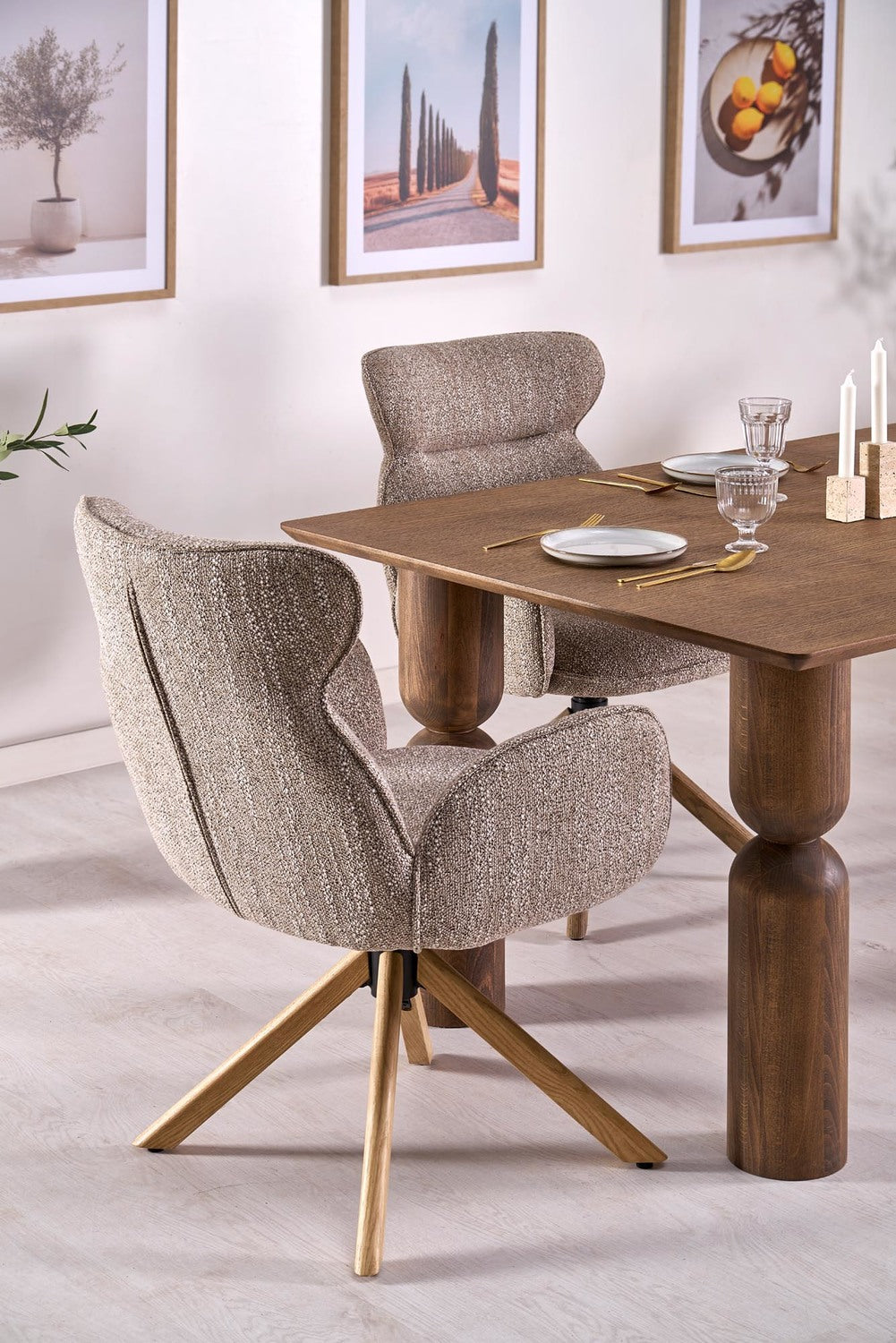 Krēsls Riest 63/64/93/50 cm tumši bēšs/ozols - N1 Home