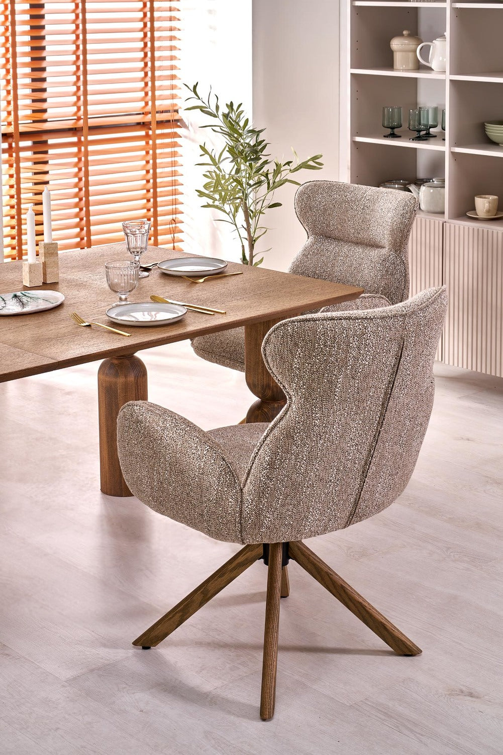 Krēsls Riest 63/64/93/50 cm tumši bēšs/ozols - N1 Home