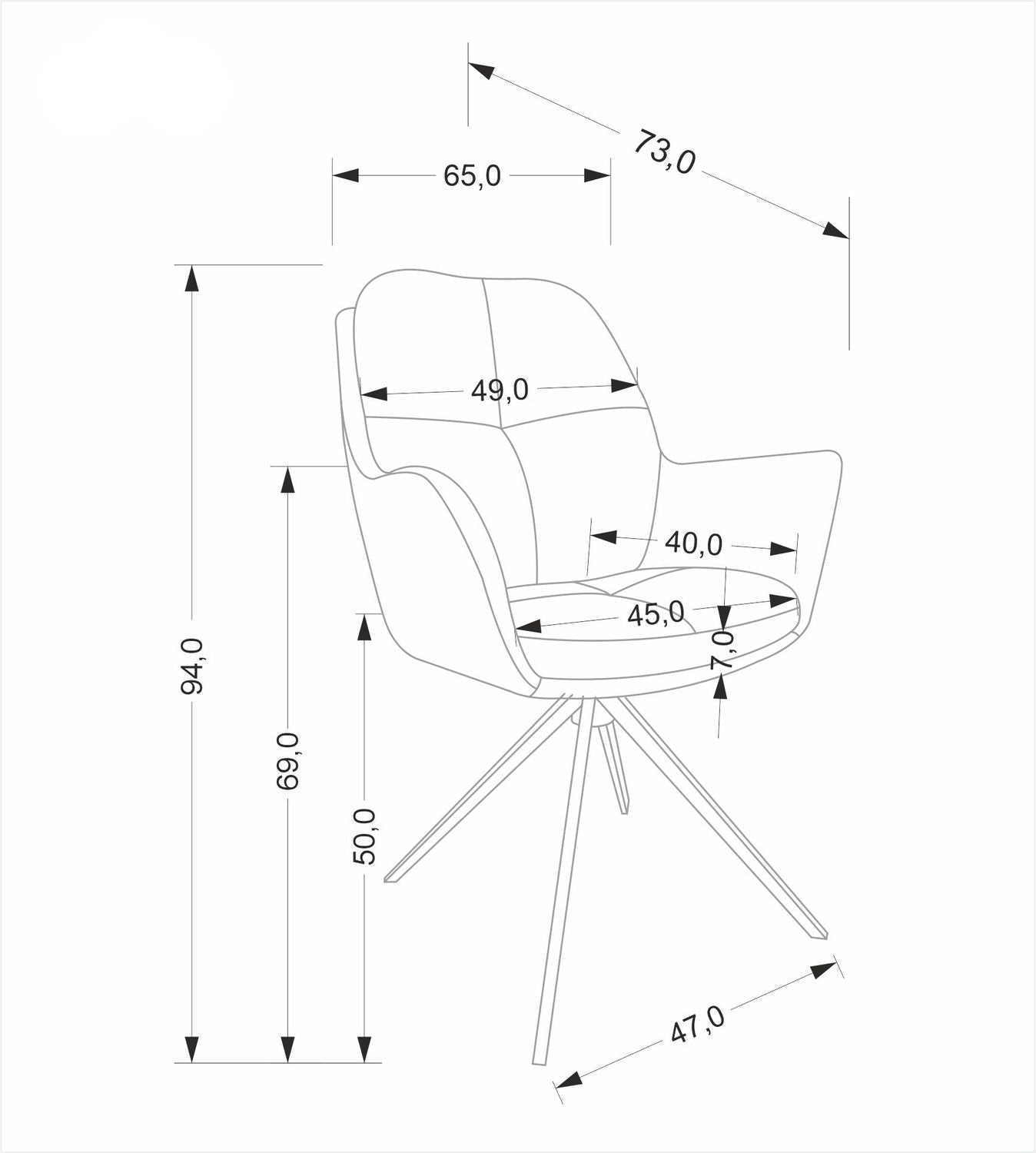 Krēsls Nuovo 65/73/94/50 cm pelēks - N1 Home