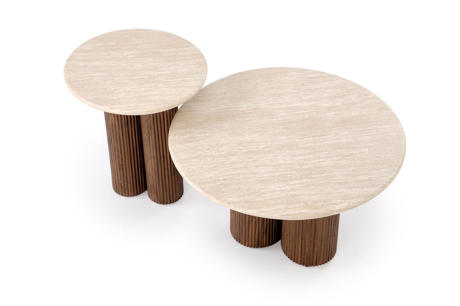 Kafijas galds Dori 50/56; 80/46 cm valrieksts/ travertīns - N1 Home