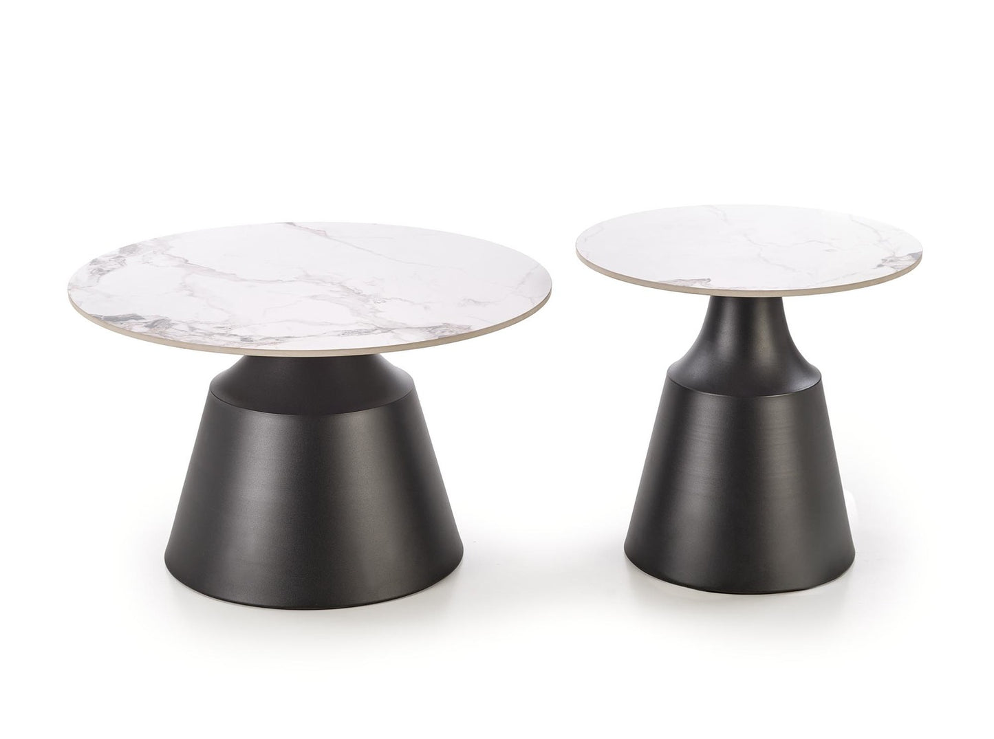 Kafijas galds(2) Magis 70/43 un 50/48 cm balts marmors/melns - N1 Home