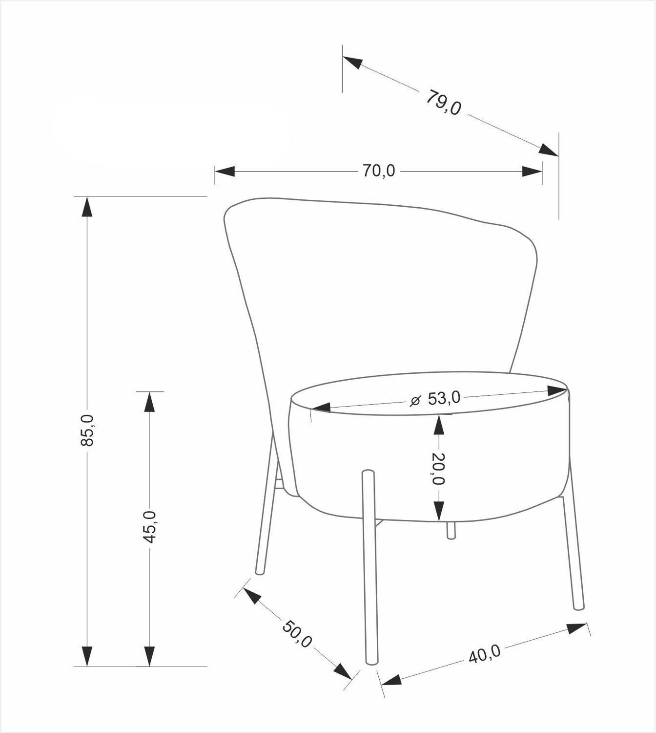 Krēsls Cezi 70/79/85 cm pelēks - N1 Home