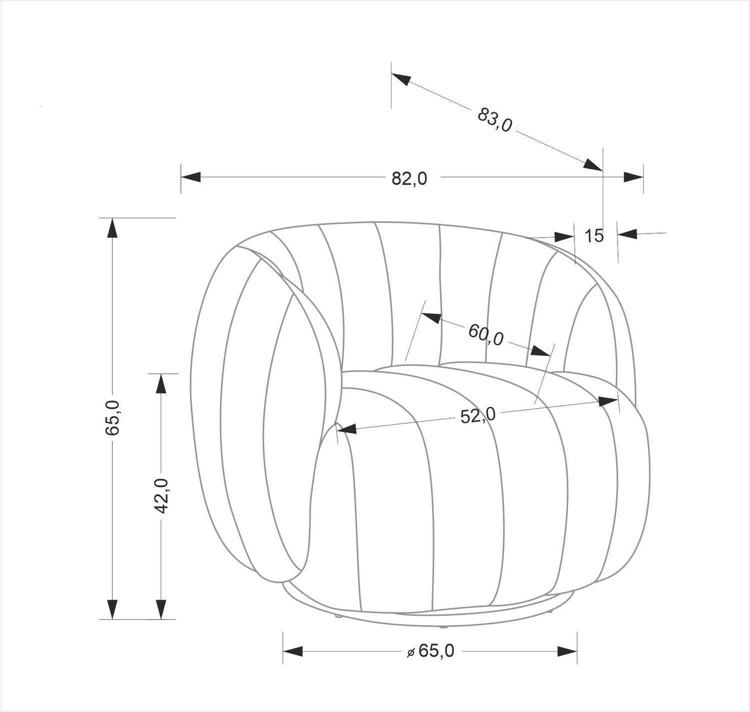 Krēsls Frasis 82/83/65/42 cm krēms - N1 Home