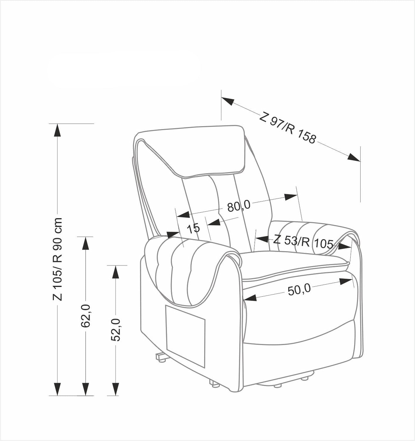 Atpūtas krēsls ar elektrisko atgāšanas funkciju Horta 97/158/53 cm bēšs