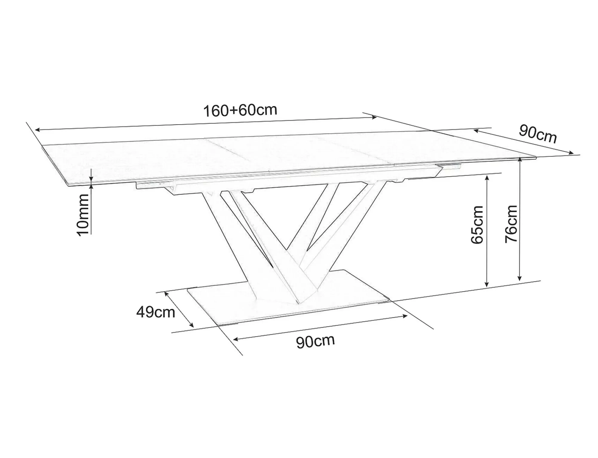 Galds KOMO 76/90/160 (220) balts - N1 Home