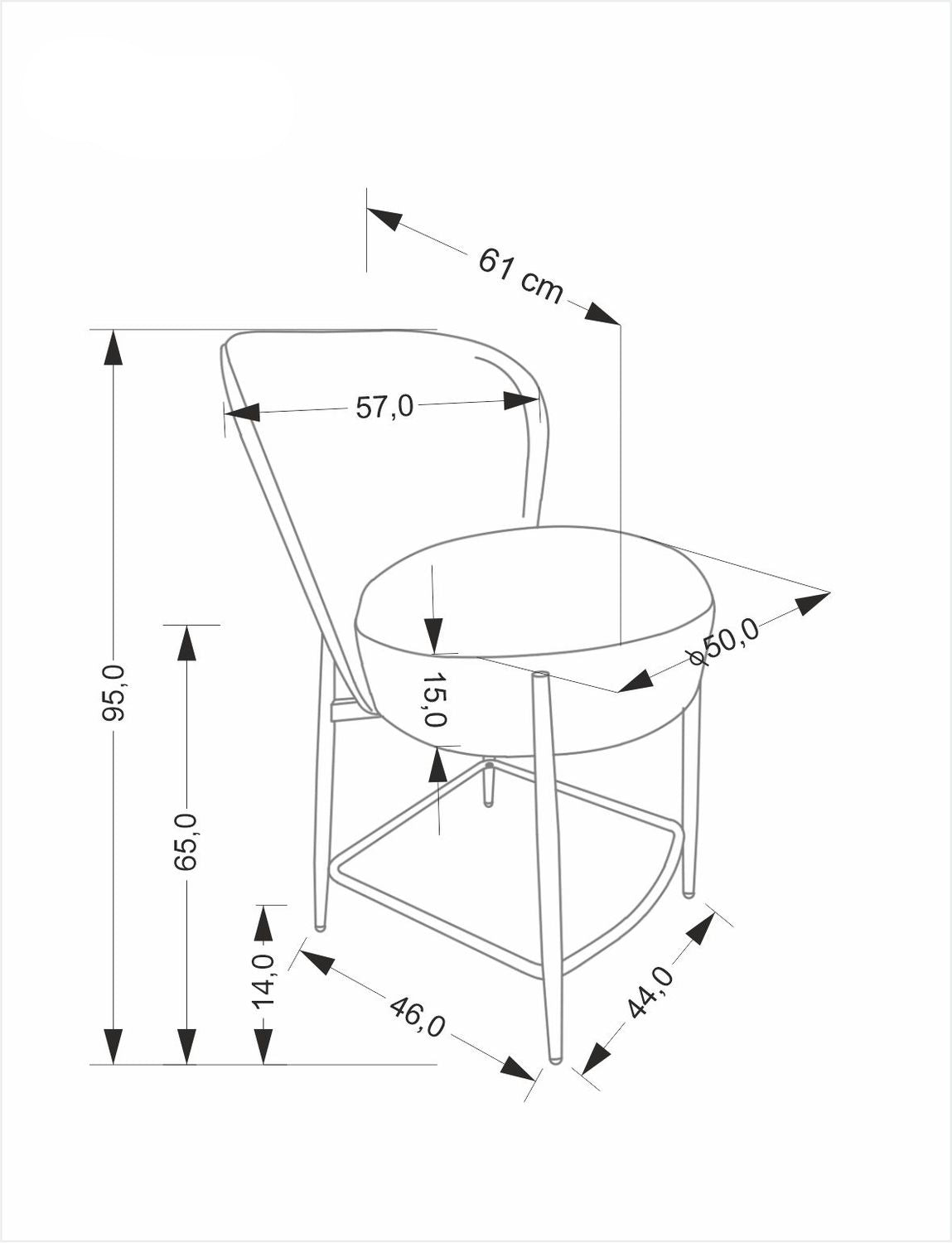 Bāra krēsls Bosko 57/61/95/65 cm pelēks - N1 Home