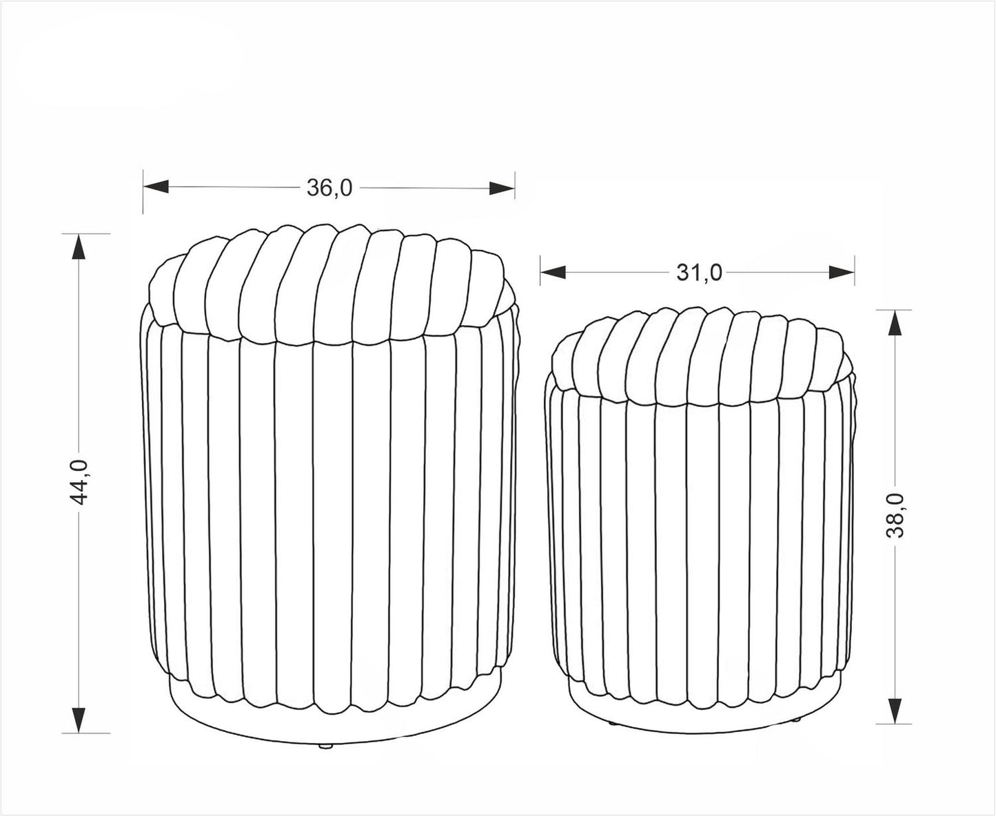 Pufs Fids (2) 36/44 un 31/38 cm krēms - N1 Home