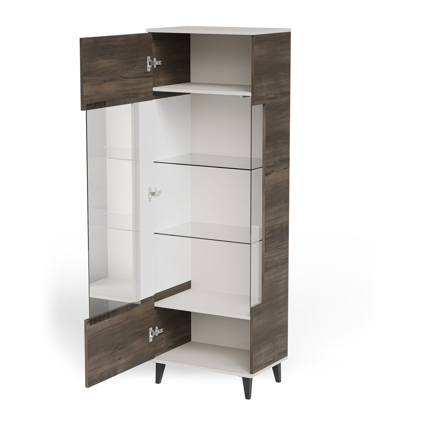 Vitrīnas skapis Berlin 60/40/182 cm kašmirs /valrieksts