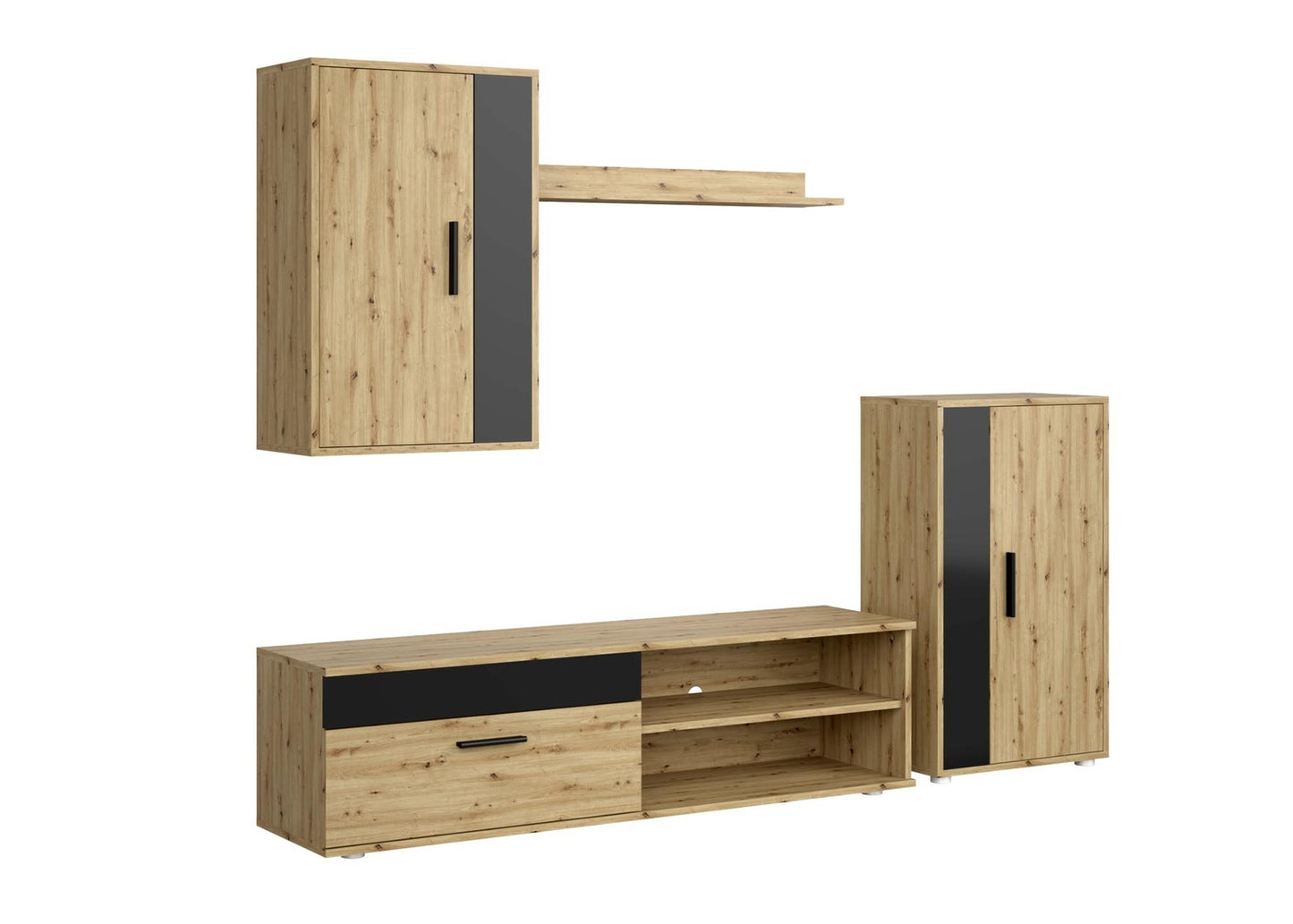 Mēbeļu komplekts Bensi 190 cm Artizan ozols/melns