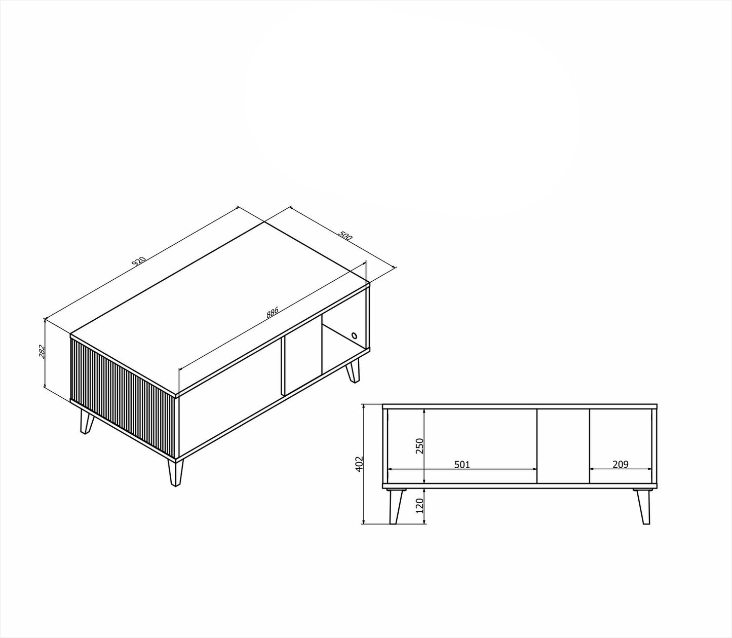 Kafijas galdiņš Berlin 92/50/40 cm Votan ozols/melns - N1 Home