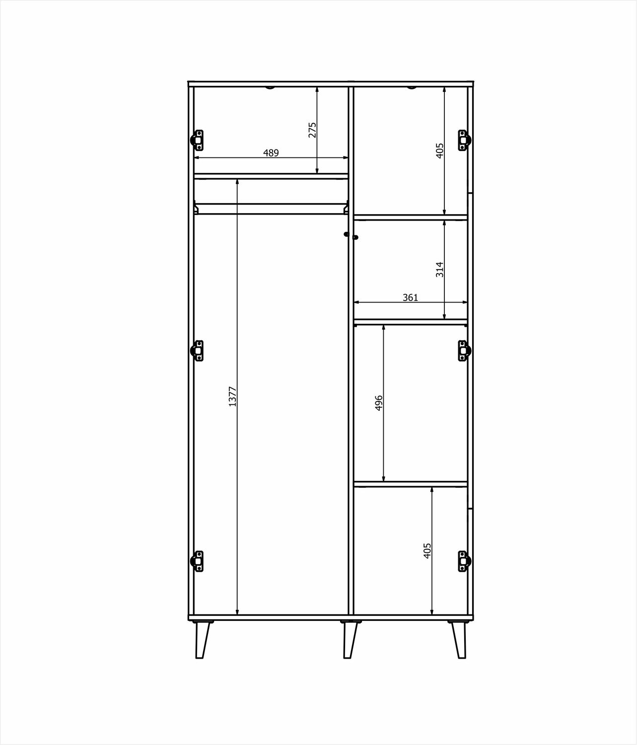 Skapis Berlin 90/55/182 cm kašmirs/valrieksts